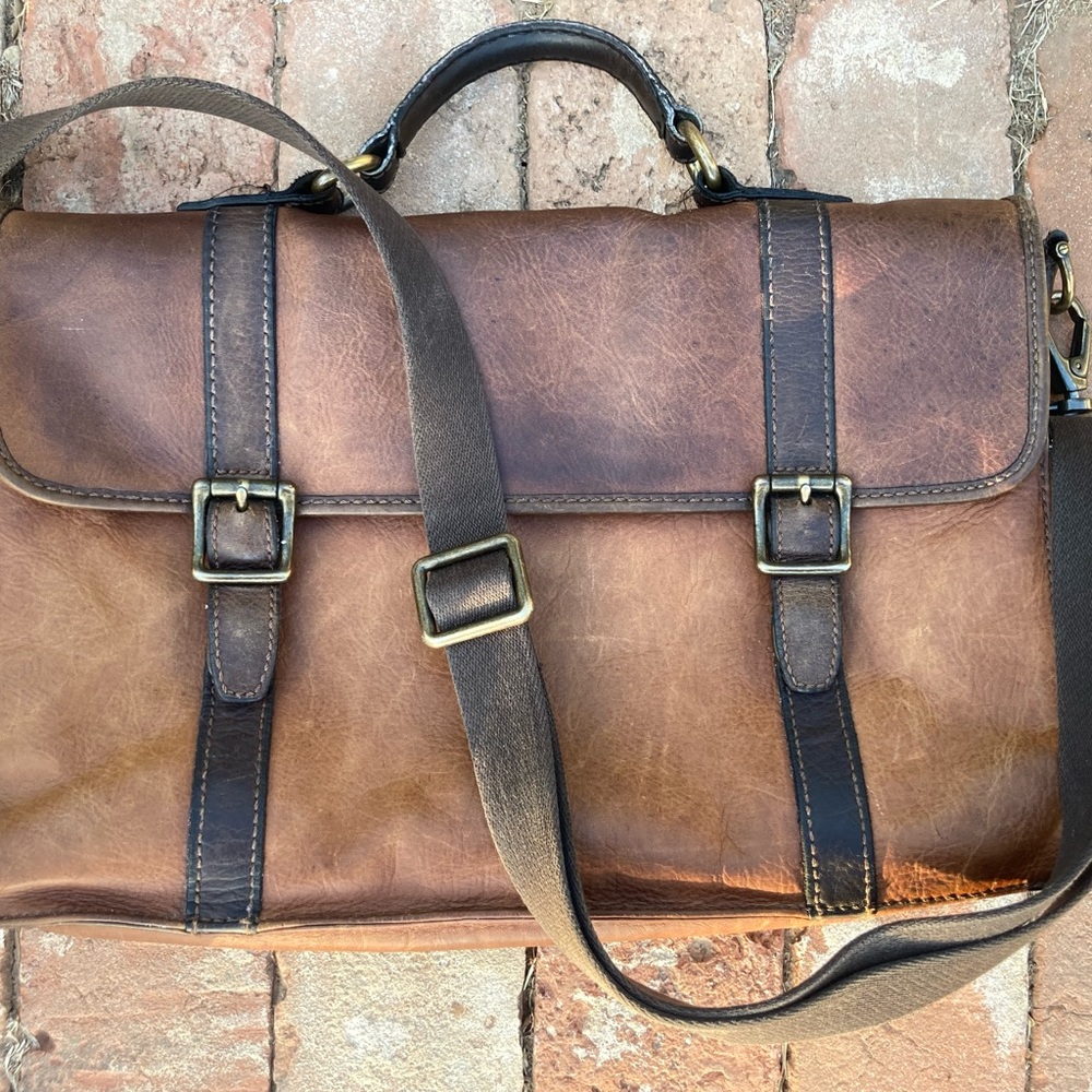 Leather Fossil Laptop Briefcase
